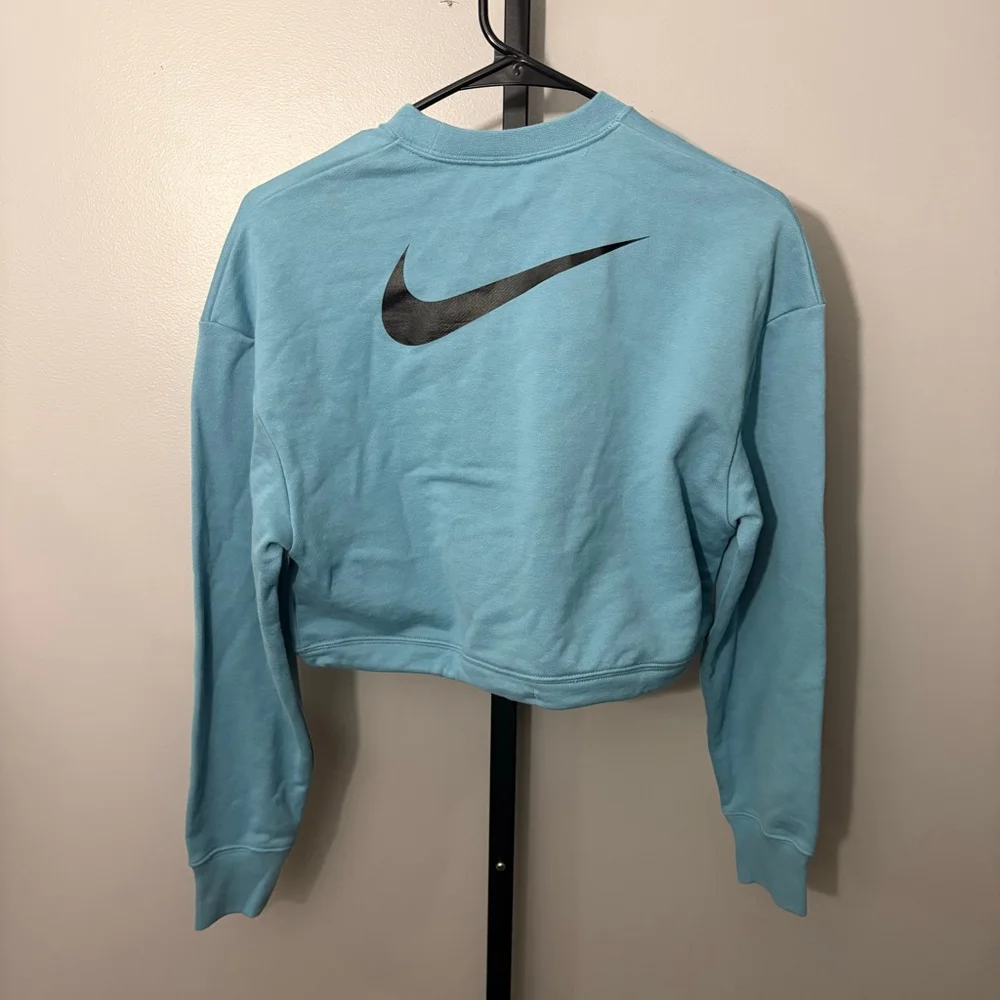 Women's Nike Blue‎ Cropped Sweatshirt XS with Black Swoosh